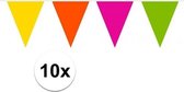 10x Gekleurde vlaggenlijn van plastic 10 meter - Multi