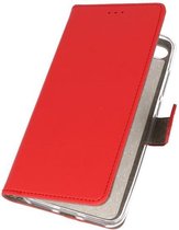 Rood booktype wallet case Hoesje voor Huawei Y6 2018