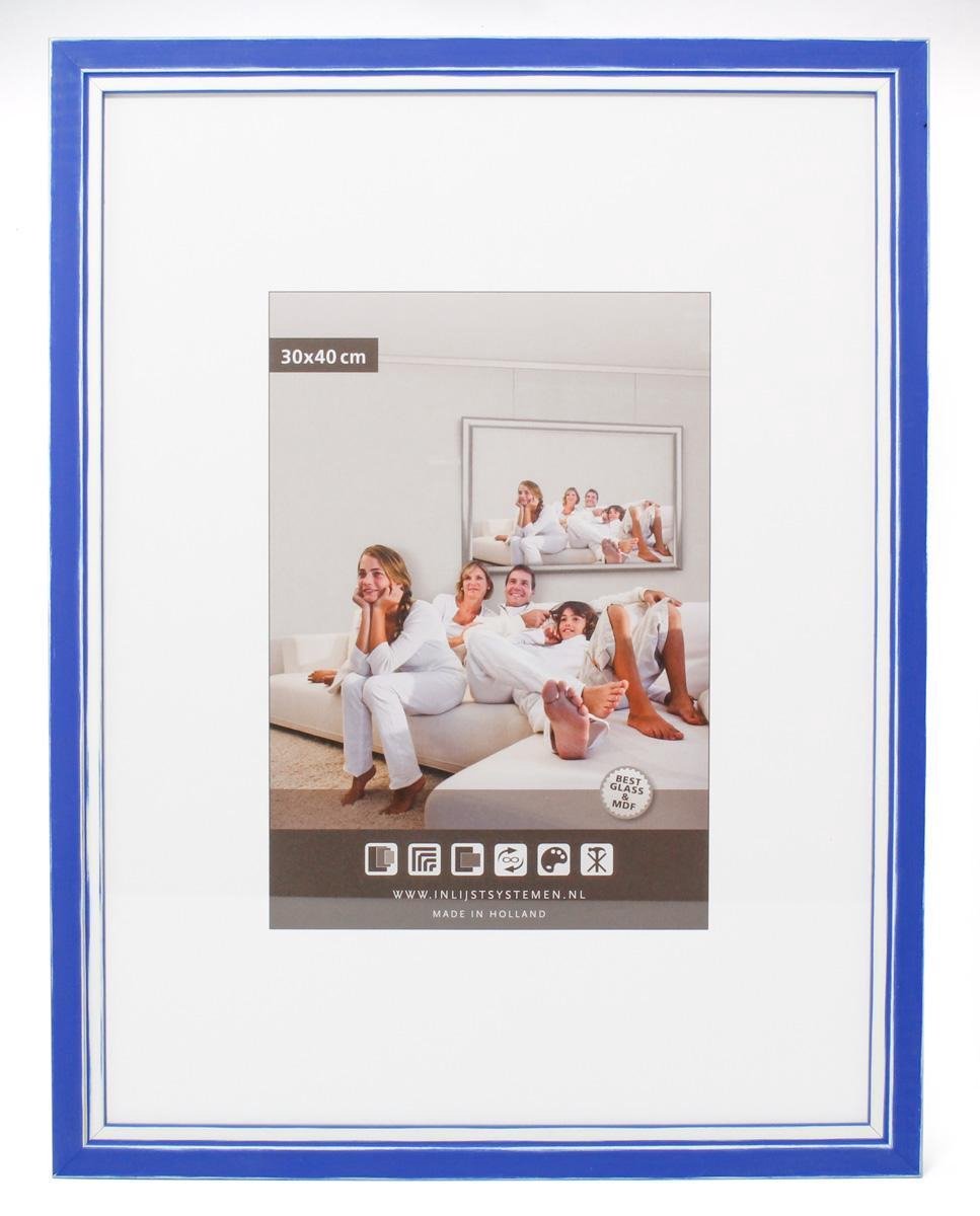 Cadre Photo FRAMO35 A4 Bleu Ardoise - Cadre Allemand En MDF Avec Verre Antireflet - Fait Main Sur Mesure