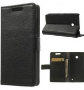 Litchi Wallet case hoesje Nokia Lumia 630 en 635 zwart