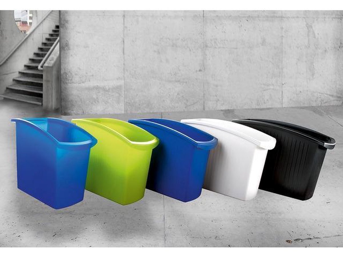 Slanke Rechthoekige Prullenbak 18 Liter Voor Onder Het Bureau Transparant Blauw