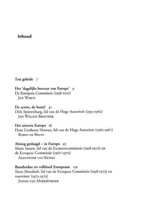 Inhoudsopgave van een boek. Titels van hoofdstukken en auteursnamen.
