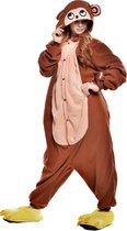 Schattige Bruine Aap Onesie voor volwassenen - Aap Kigurumi Pyjama - Maat M