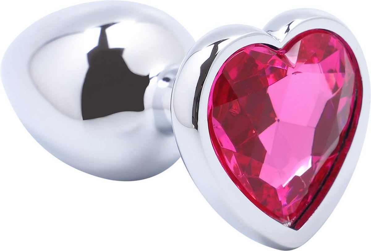 Banoch - Buttplug Coeur Rose Medium -Metaal - Hart - Diamant Steen Roze