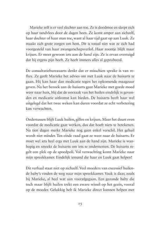 Boekpagina met tekst over baby Marieke.