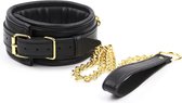 Banoch - Collar & leash Gold - Halsband en Riem - Zwart met goud