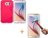 Comutter Silicone hoesje Samsung Galaxy S6 roze met tempered glas screenprotector