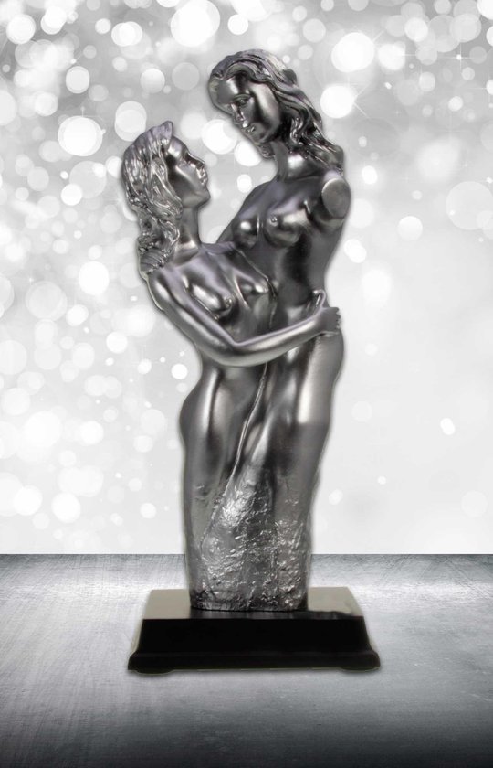 Vrouw en Vrouw - Beeld - 26 cm - Zilver