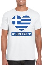 Griekenland hart vlag t-shirt wit heren M