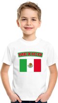 T-shirt met Mexicaanse vlag wit kinderen XL (158-164)