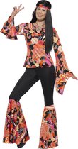 SMIFFYS - Zwart en veelkleurig hippie kostuum voor vrouwen - S