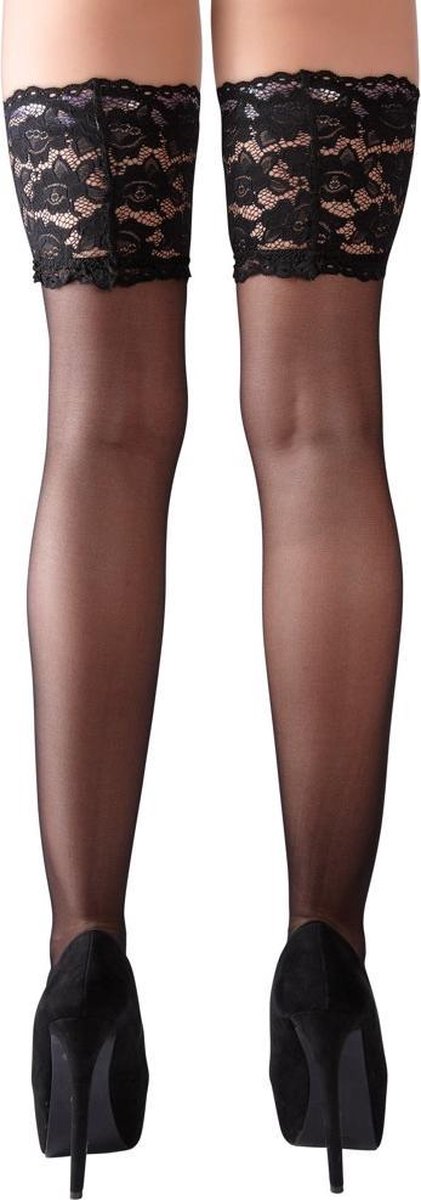 Goedkoopste Cottelli Collection ‚Äì Zelf Dragende Kousen met Kanten Rand voor Sexy Look ‚Äì Maat L ‚Äì Zwart