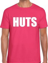 HUTS tekst t-shirt roze voor heren - heren feest t-shirts XL