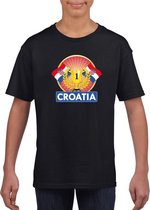 Zwart Kroatie supporter kampioen shirt kinderen XS (110-116)