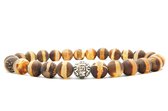 Beaddhism - Armband - Matt Brown Striped Dzi - Gosha - 8 mm - 19 cm