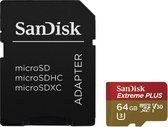 SanDisk microSDXC Extr.Pl. 64GB, Vid. Sp. Cl. V30, UHS Sp. Cl. U3, UHS-I, 95MB/s+Ad