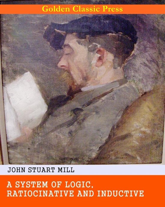Un tableau de John Stuart Mill, auteur de 'A System of Logic, Ratiocinative and Inductive'. Il porte une casquette et lit un livre.
