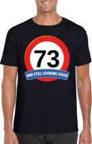 73 jaar and still looking good t-shirt zwart - heren - verjaardag shirts XL