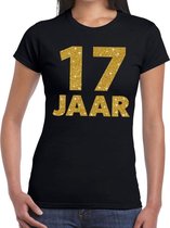 17 jaar goud glitter verjaardag kado shirt zwart  voor dames M