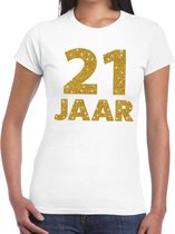 21 jaar goud glitter verjaardag kado shirt wit  voor dames 2XL