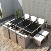 Tuinset grijs/beige poly rattan 27-delig  (incl. Fleecedeken)