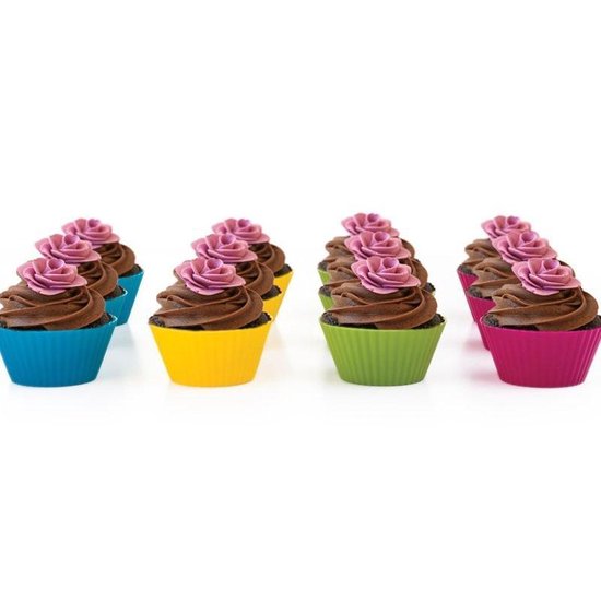 Siliconen mini muffin/cupcake vormpjes | 7cm | 12 stuks | multicolour