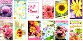 12 cartes de vœux de félicitations - Cartes d'anniversaire Fleurs - 11x16cm