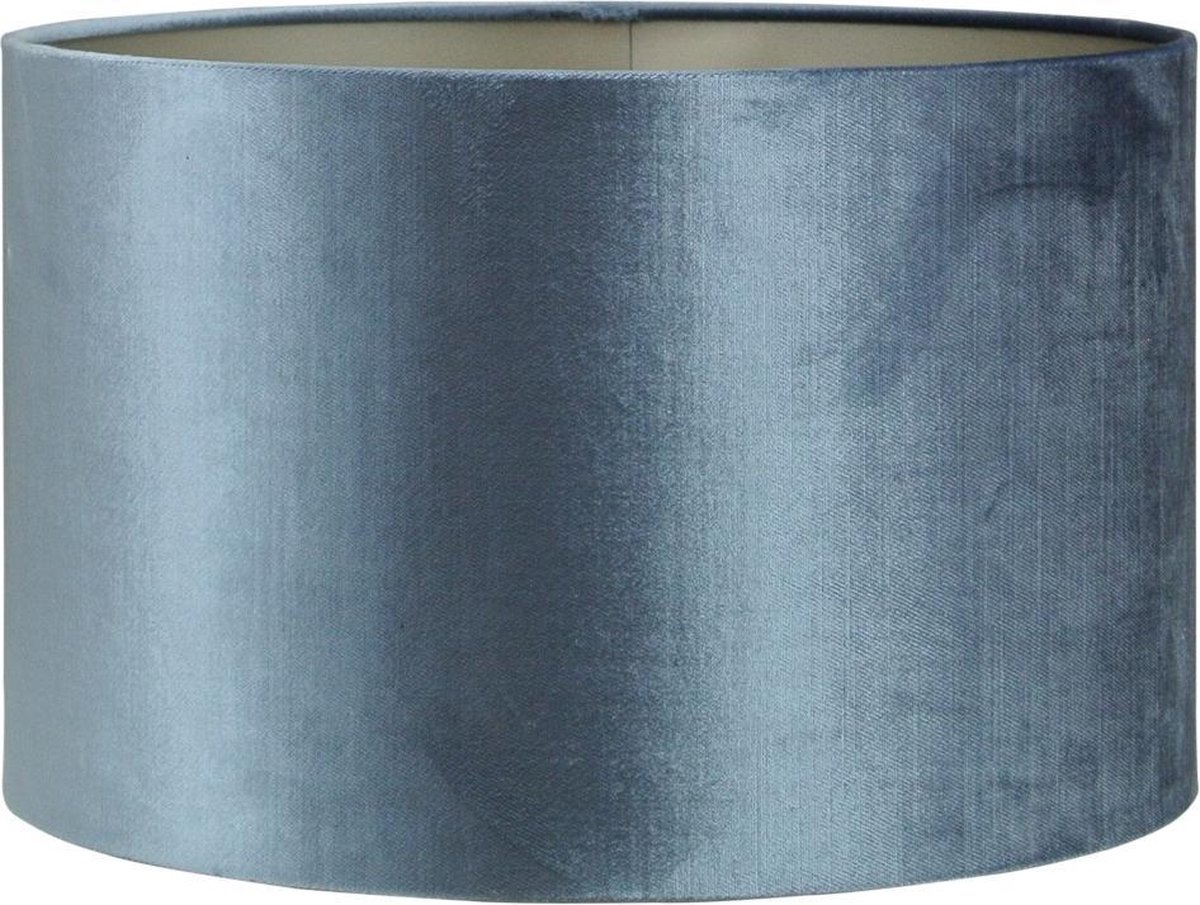 J-Living - Lampenkap blauw - velvet - cilinder - Ø 30cm | bol