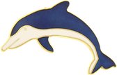 Behave® Broche dolfijn blauw wit emaille