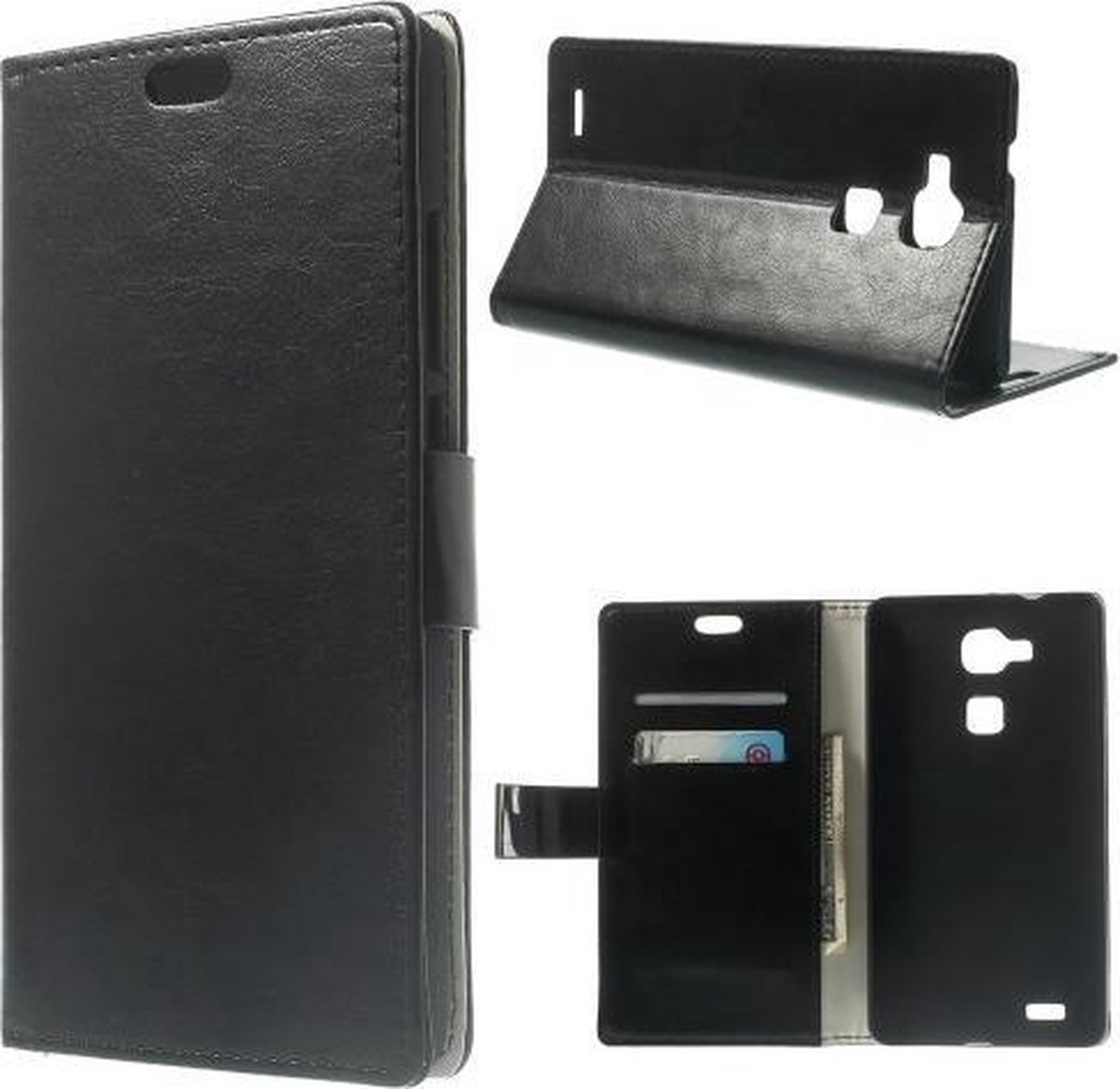 Magnetic Wallet hoesje Huawei Ascend Mate 7 zwart