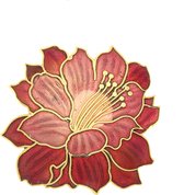 Behave Broche bloem rood - emaille sierspeld - sjaalspeld