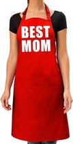 Best Mom keukenschort rood voor dames - Moederdag - bbq schort