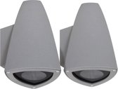 Set van 2 RANEX type Jenny, driehoekige downlighters, buitenlampen met zuinige LED-lamp, in grijs metaal