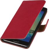 Roze Echt Leer Booktype Samsung Galaxy J1 Wallet Cover Hoesje