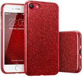 iPhone 5, 5s & SE Hoesje - Glitter Back Cover - Rood