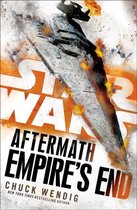 Boekomslag met een vernietigend Star Destroyer-ruimteschip, vlammen en twee X-wings. Titel: Star Wars: Aftermath: Empire's End.