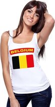 Singlet shirt/ tanktop Belgische vlag wit dames L