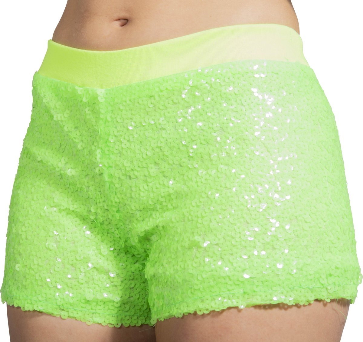 Hotpants pailletten neon groen - Maat 34 t/m 38 - Toppers 2025
