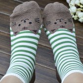 vrolijke sokken Katten Grijs Groen maat 38 - 40