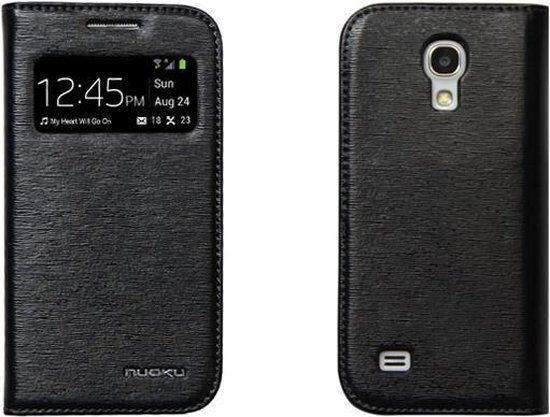 Dagelijks levend vingerafdruk Samsung Galaxy S4 Mini Nuoku Echt Leer s-view / window view flip case hoesje  zwart | bol.com