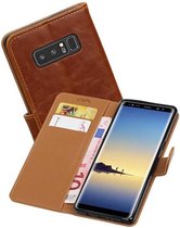 Zakelijke Book Case Telefoonhoesje Geschikt voor de Samsung Galaxy Note 8 - Portemonnee Hoesje - Pasjeshouder Wallet Case - Bruin