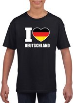 Zwart I love Duitsland fan shirt kinderen 134/140