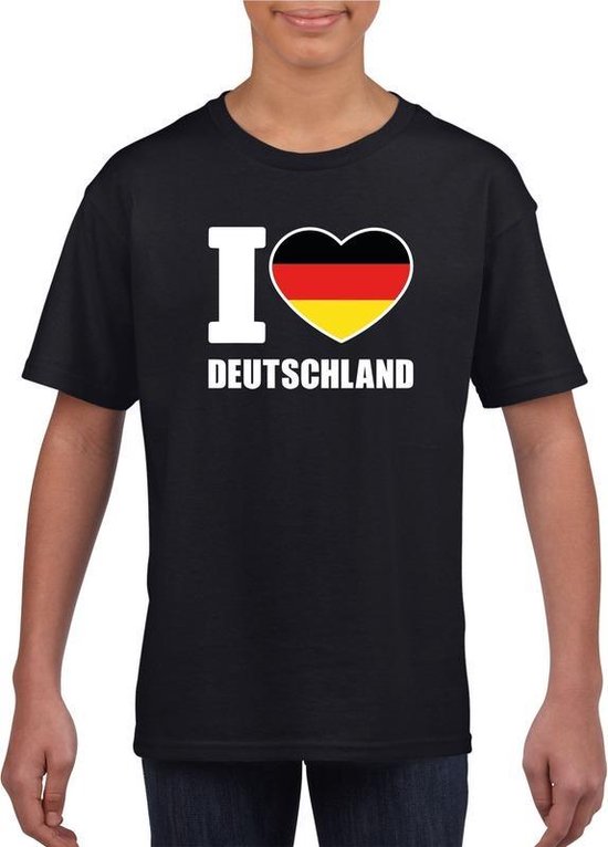 Zwart I love Duitsland fan shirt kinderen 134/140