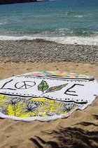 Mycha Ibiza – roundie - rond strandlaken – 100% katoen – cala love – wit