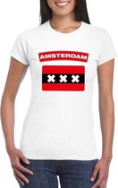 T-shirt met Amsterdamse vlag wit dames S