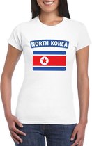 T-shirt met Noord Koreaanse vlag wit dames XL