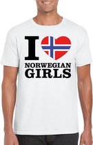 I love Norwegian girls t-shirt wit heren XL