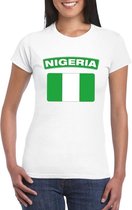 T-shirt met Nigeriaanse vlag wit dames L