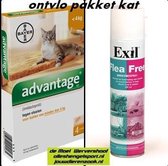 anti vlooien pakket voor de kat tot 4 kg - Exil flea free omgevingsspray + 4 pipetten advantage kat 40