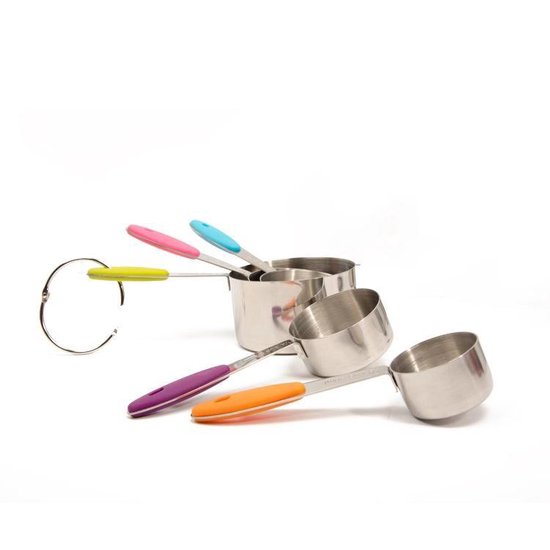 10-Delige Maatbeker & Maatlepel Set - Meetlepels Maatcups - Measuring Cups Spoons - Maatschepjes & Bekers - Grammen & ML Afwegen - Kleuren